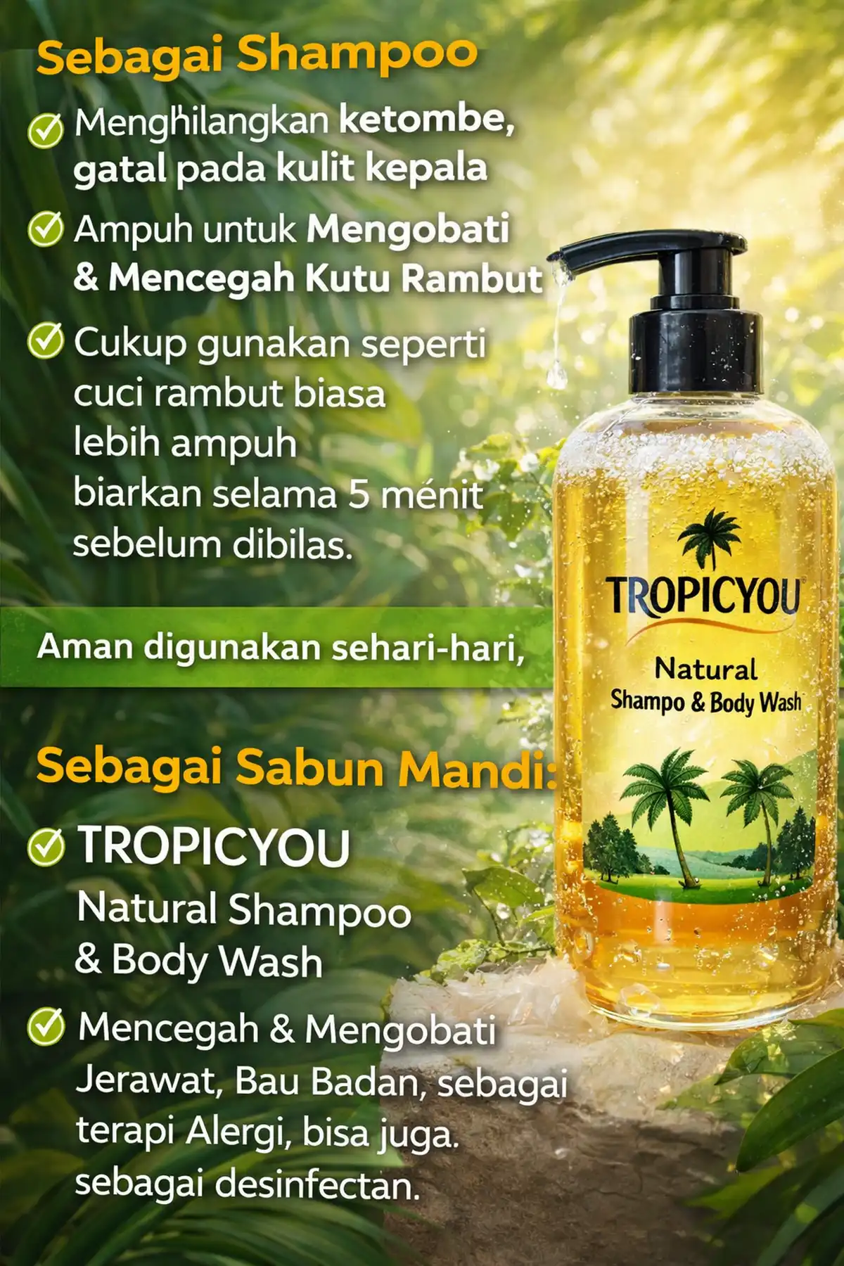 Kegunaan bodywash Tropic You untuk jerawat dan alergi