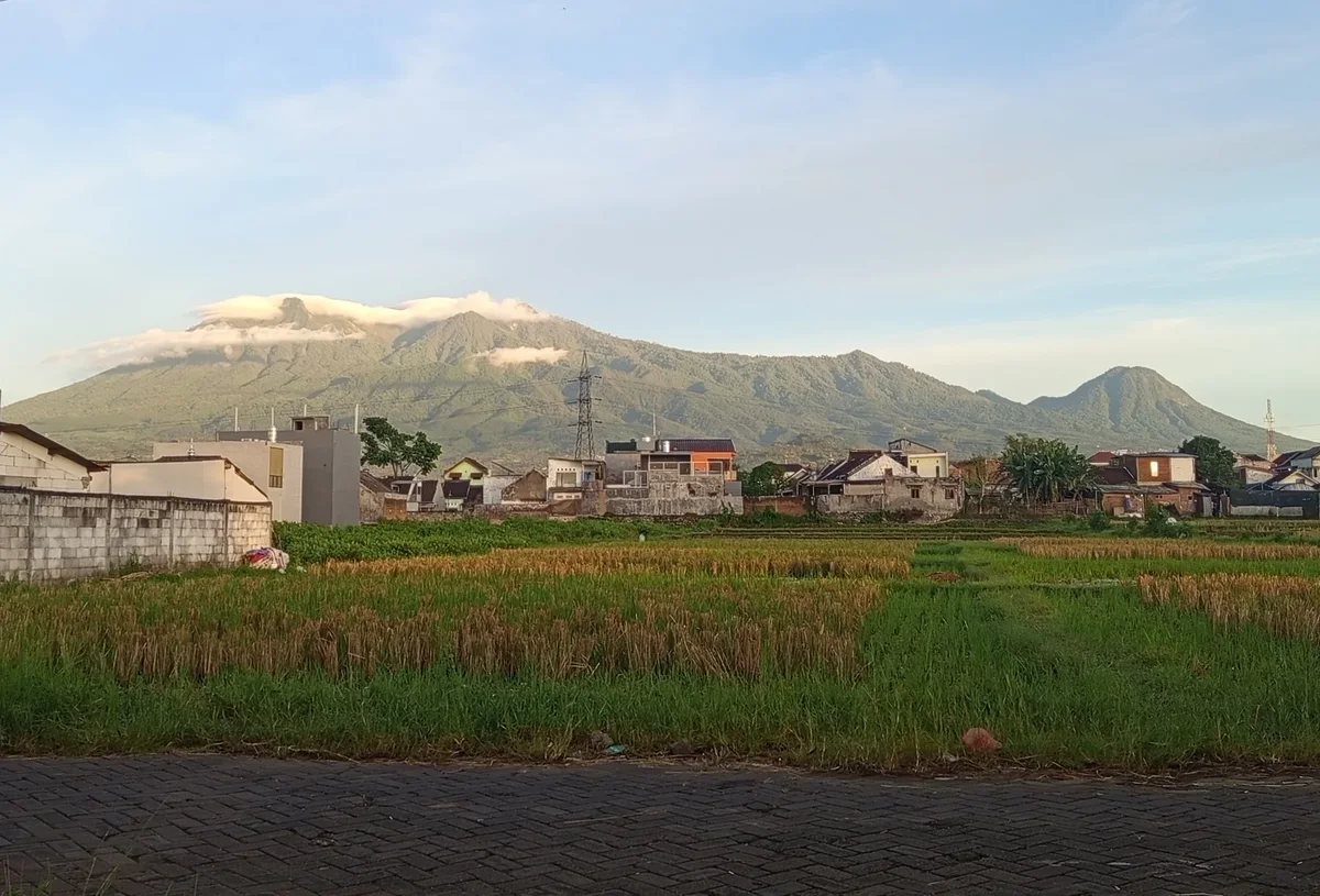 Greenhouse 6x12 meter dan pemandangan gunung di atas tanah kavling Malang Kota